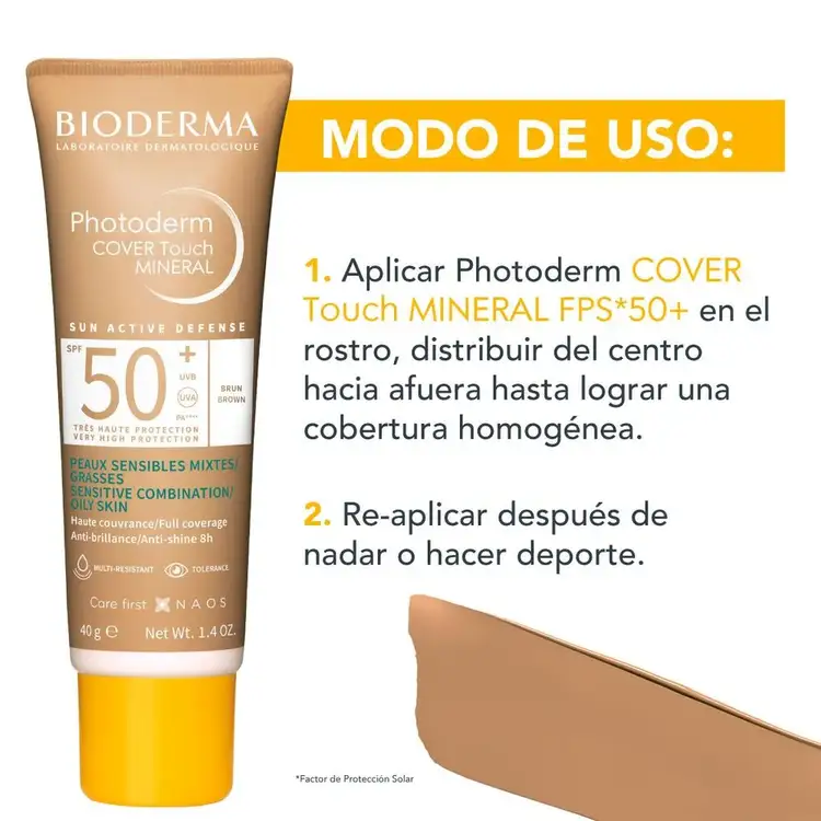 Photoderm Touch Mineral Protector solar alta cobertura matificante con protección mineral