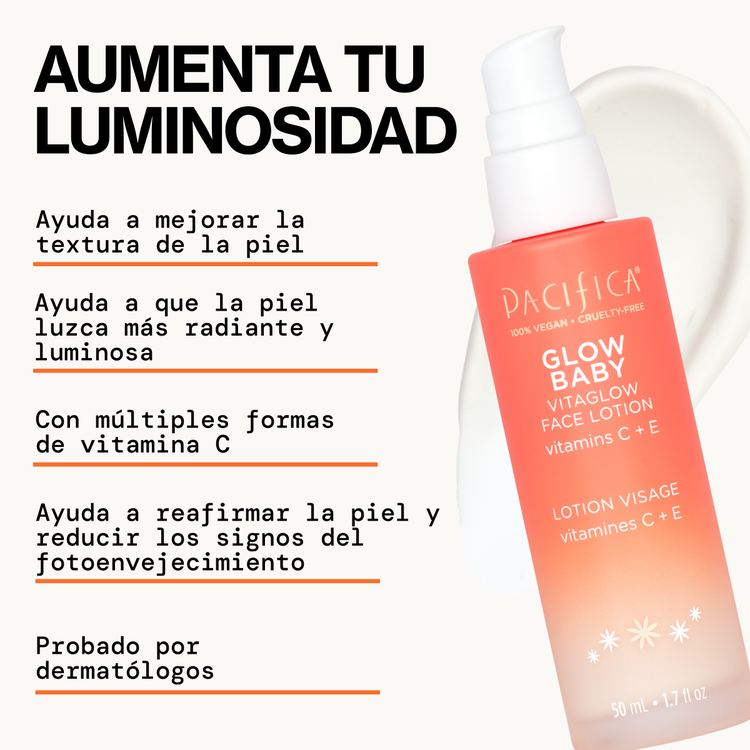 Glow Baby VitaGlow - Loción facial, ilumina e hidrata la piel