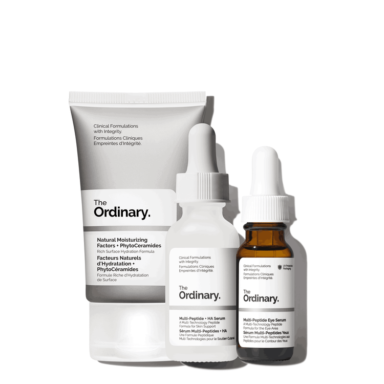 The Age Support - Set antiedad, Natural Moisturizing + Multi-Peptides Serum + Multipeptide Serum de ojos