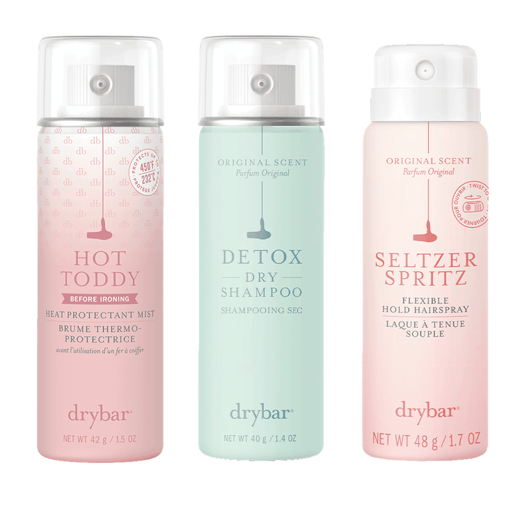 The Travel Trio - Set de Protector para el calor, Shampoo en seco y spray fijador