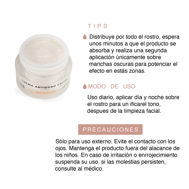 Manchas Crema antiedad despigmentante acción antioxidante