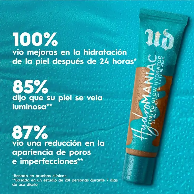 Hydromaniac Tinted Glow - Base de maquillaje, minimiza poros e imperfecciones