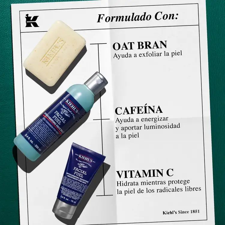Men's Energizing Essentials - Set de regalo, limpiador facial + jabón exfoliante + tratamiento hidratante
