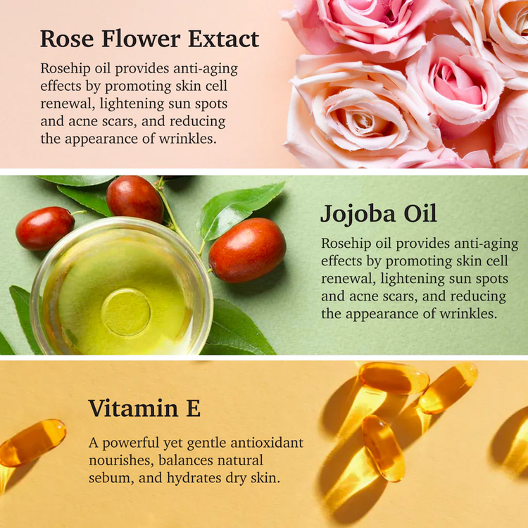 Facial Oil Serum Moisturaizing Rosehip + Vit E Serum hidrata y repara la piel