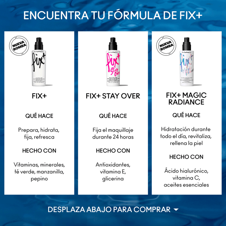 Fix + Spray fijador prepara, fija e hidrata maquillaje