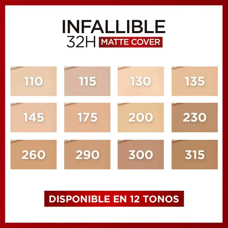 Infallible Matte Cover 32H - Base de maquillaje líquida, acabado mate y larga duración