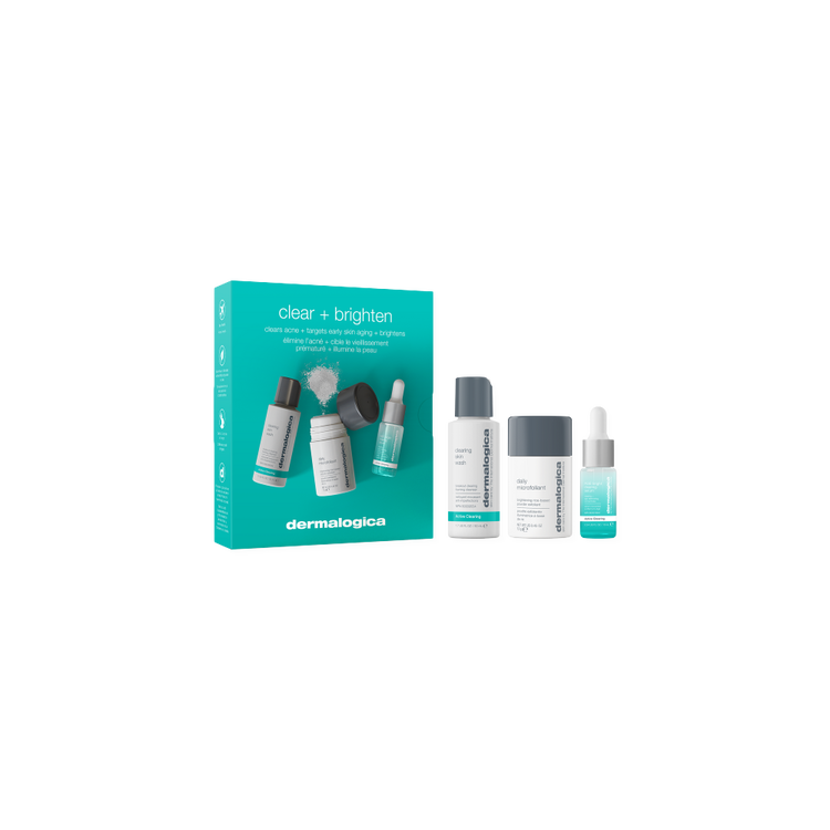 Clear & Brighten Kit Kit para piel clara y luminosa combate brotes, suaviza e ilumina.