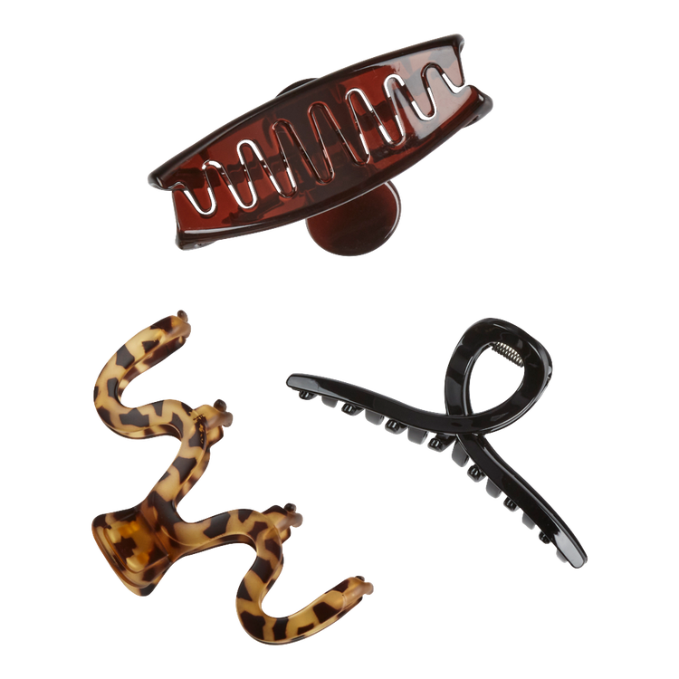 Scunci - Pinzas value pack matte en colores animal print, carey y negra