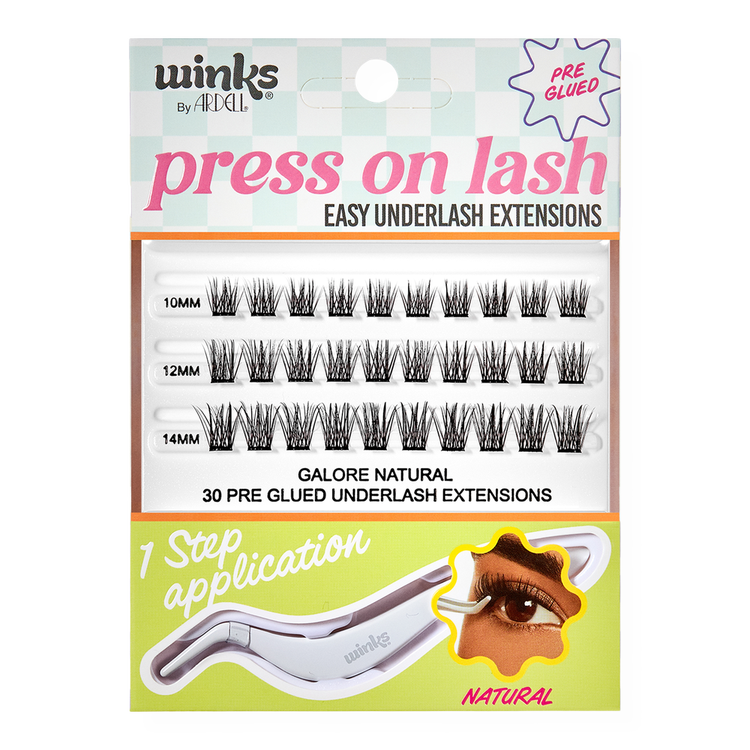 Winks Press On Underlash Extensions, Galore Natural Extensiones de pestañas extensiones inferiores sin pegamento.