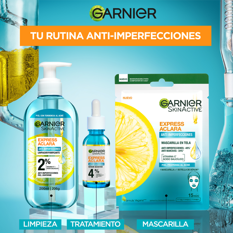 Garnier Skin Gel limpiador remueve bacterias que causan imperfecciones