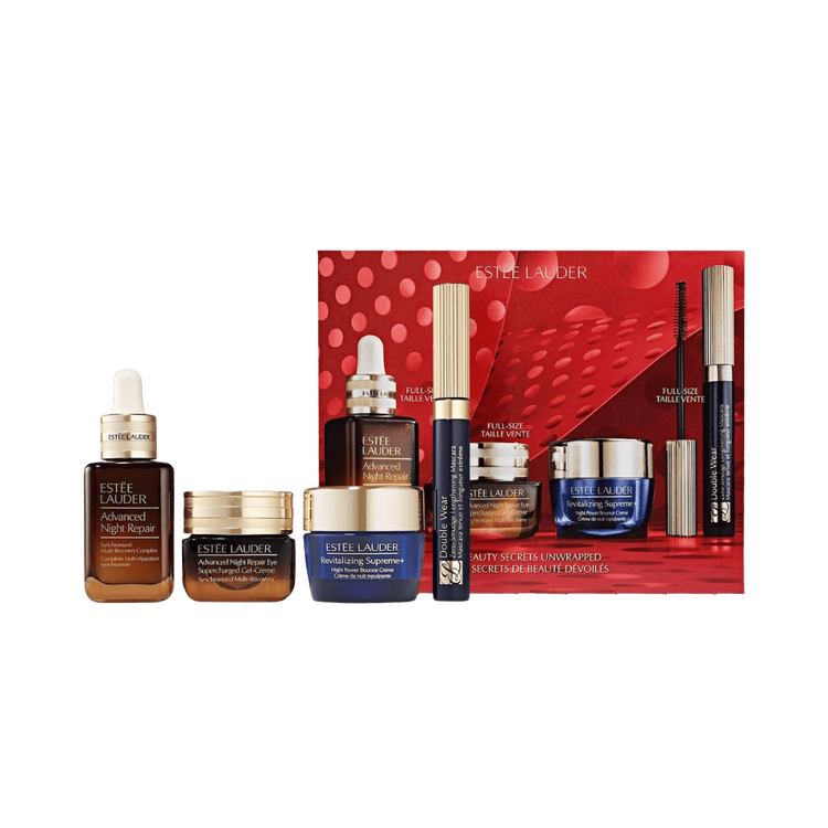 Beauty Secrets Unwrapped - Set de regalo, suero facial + contorno de ojos + crema + máscara