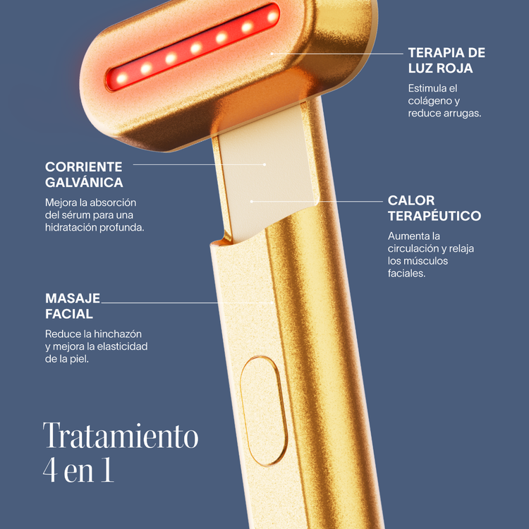 Solawave Gold Wand - Kit Sérum Activo, con tecnología de luz roja y microcorrientes - 4 piezas