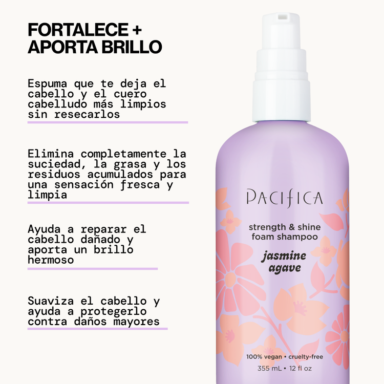 Jasmine Agave Strength + Shine Foaming - Shampoo. limpieza profunda