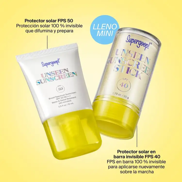 Clear Favorites Unseen - Kit de protectores solares, protector solar resistente al agua 15 ml + iluminador en barra 20g