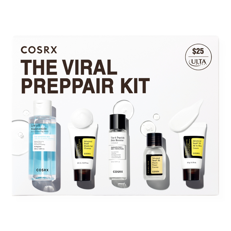 The Viral Preppair - Set de regalo, limpiador facial + gel limpiador + suero + esencia + crema facial