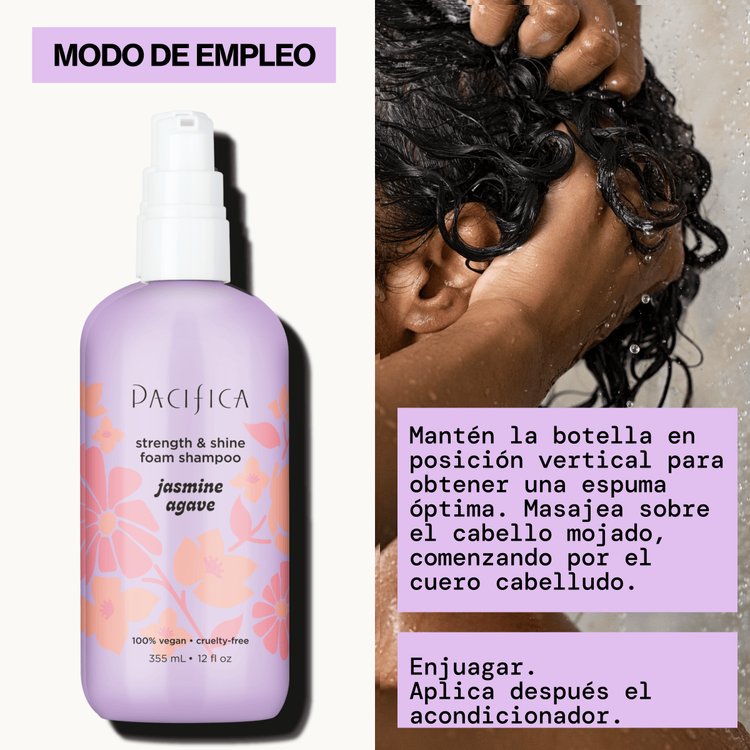 Jasmine Agave Strength + Shine Foaming - Shampoo. limpieza profunda