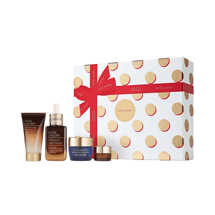 The Lift + Glow Routine - Set de regalo, Advanced Night Repair serum + gel limpiador + contorno de ojos + mini crema