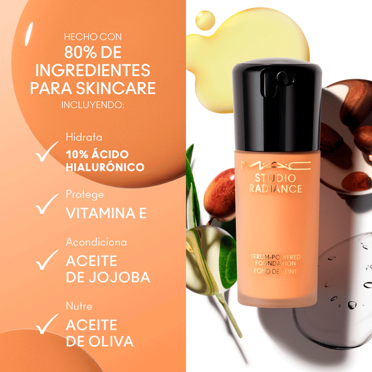 Studio Radiance Serum Powered Foundation - Base de maquillaje, hidratación, luminosidad y cobertura uniforme