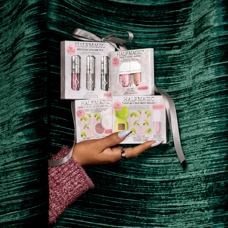 Twinkle N Pink - Set de regalo, sombra + gemas para cara + brillo labial con glitter