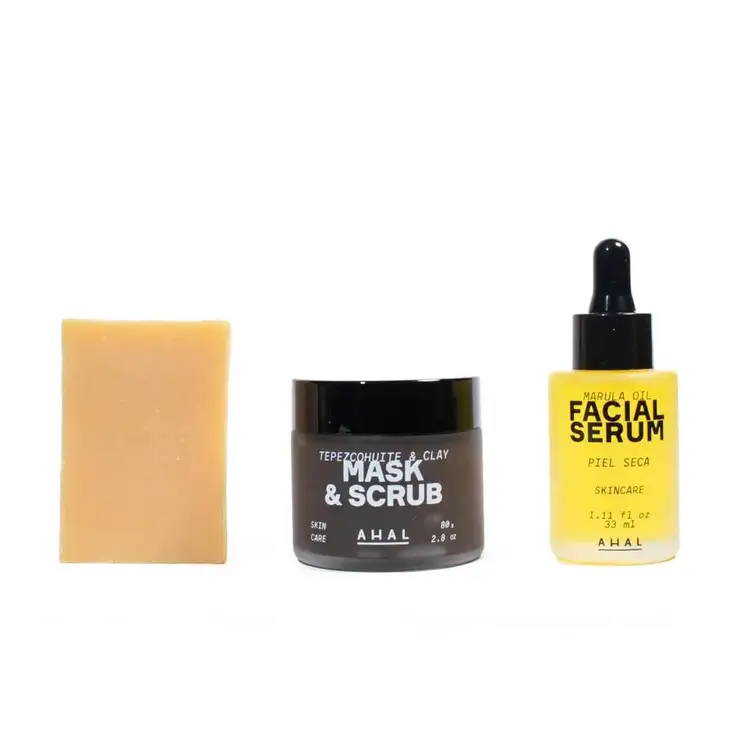 Antioxidante - Set de regalo, mascarilla exfoliante + serum facial + jabón con leche de cabra