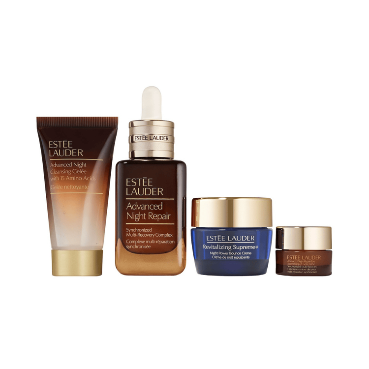 The Lift + Glow Routine - Set de regalo, Advanced Night Repair serum + gel limpiador + contorno de ojos + mini crema
