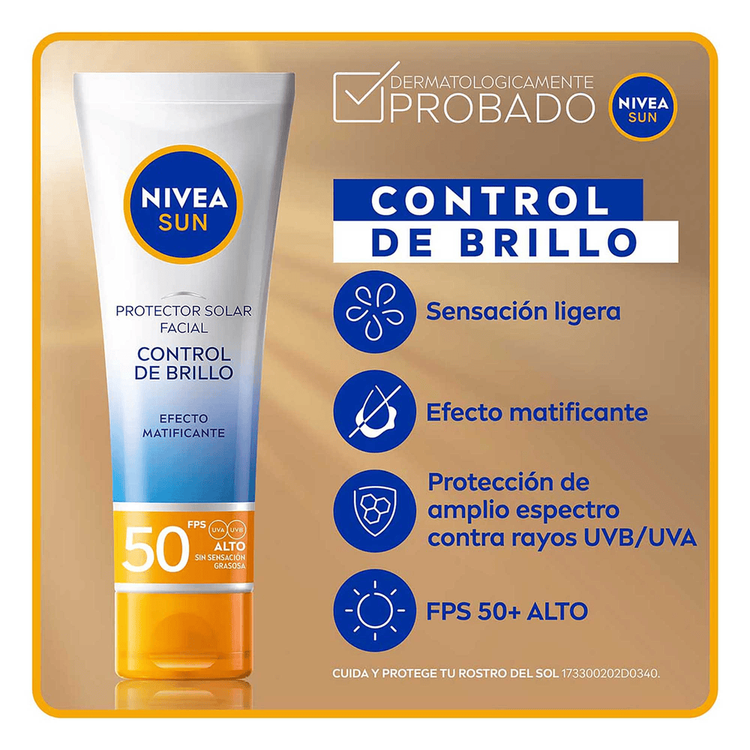 Control Brillo Protector Solar Facial tamaño viaje protección solar alta facial