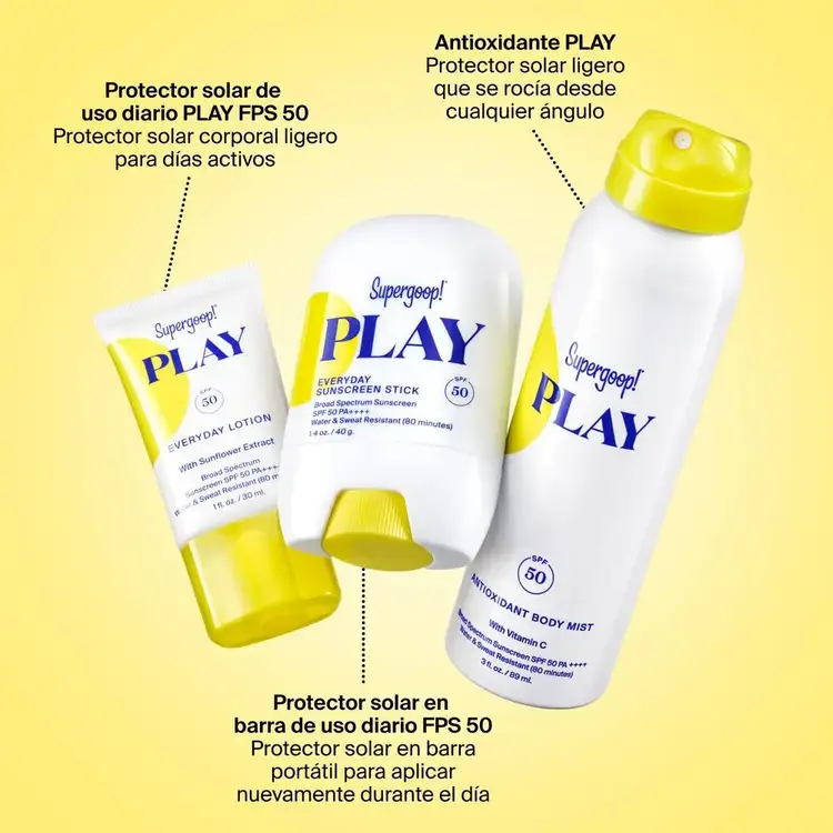 Play Date Pool & Sport - Kit de protectores solares, loción corporal + Protector en barra + Body Mist