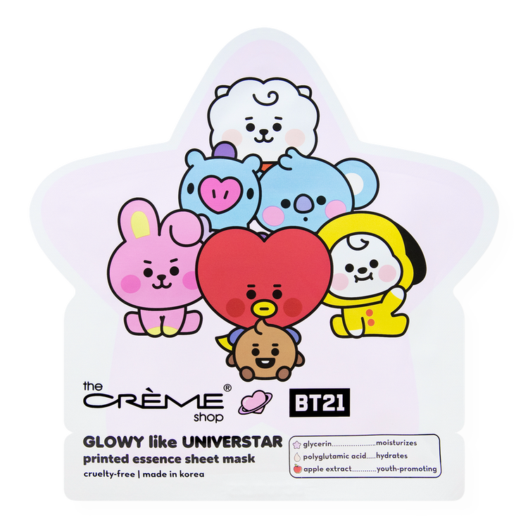 Bt21 Glowy Like Universtar Printed Essence Mascarilla promueve la elasticidad