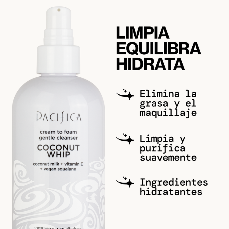 Coconut Whip Cream To Foam Limpiador facial cremoso deja la piel frscxa y suave