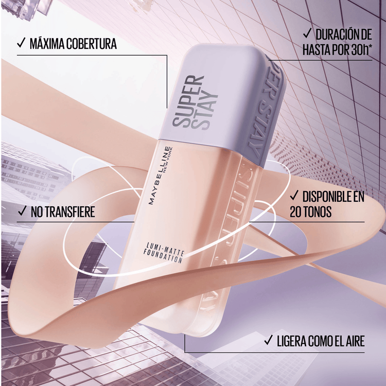 Super Stay Lumi Matte - Base de maquillaje líquida, acabado mate de larga duración