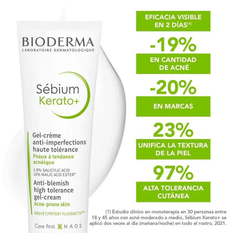 Sebium Kerato+ - Crema facial, anti imperfecciones, elimina brotes, puntos negros y marcas de acné