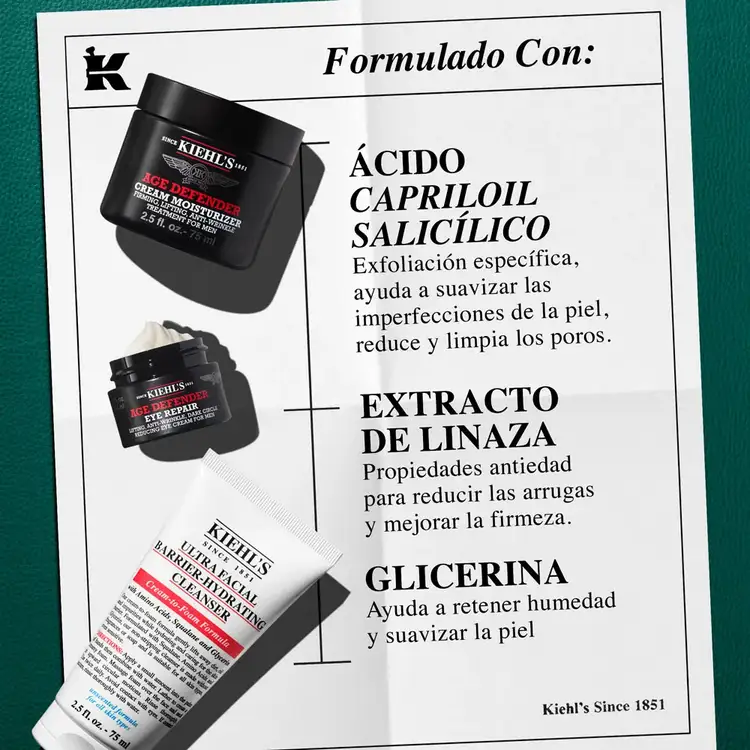 Age Defenders for him - Set de regalo, limpiador facial + crema de ojos + crema facial