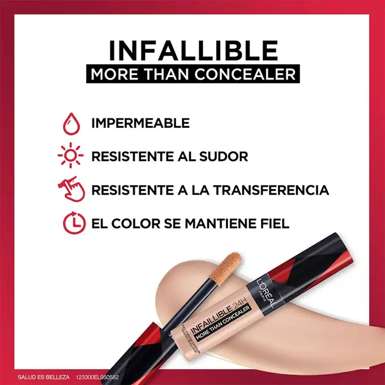Infallible More Than Concealer - Corrector líquido, alta cobertura y larga duración