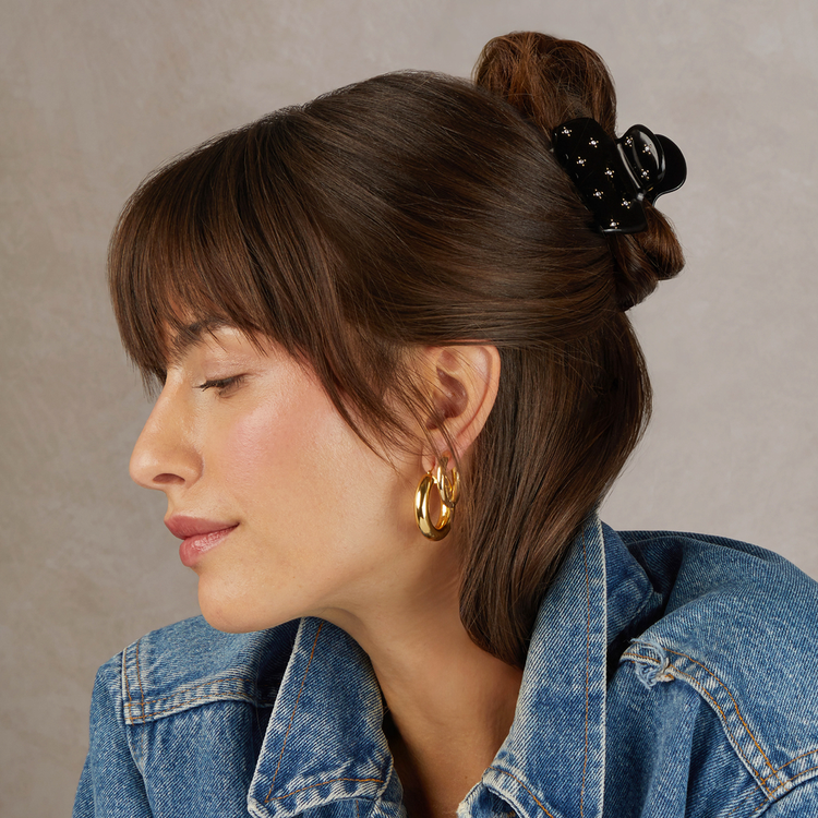 Rhinestone Medium Puffy Pinza tipo garra ideal para peinados