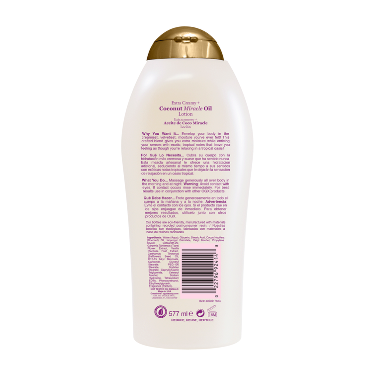 OGX Coconut Miracle Oil Body Lotion - Crema corporal, ultra humectante con aroma a coco