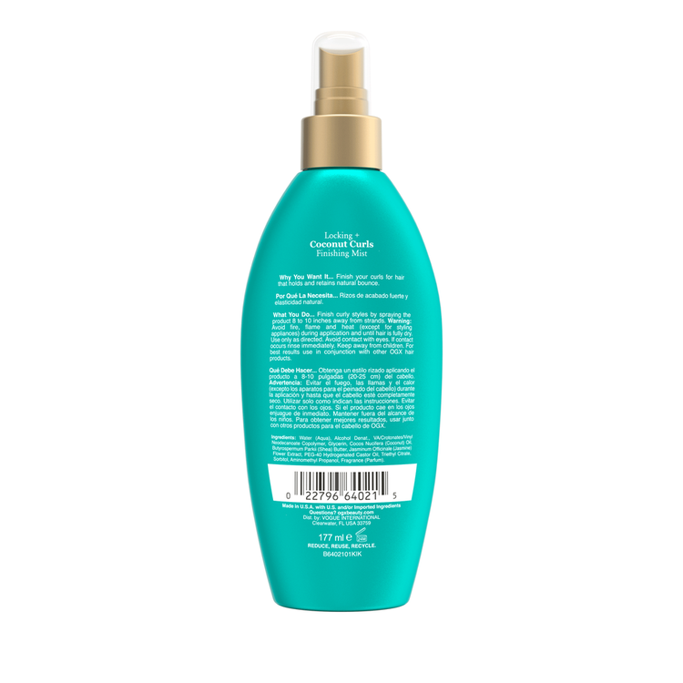 OGX Locking + Coconut Curls Finishing Mist - Spray finalizador, para rizos