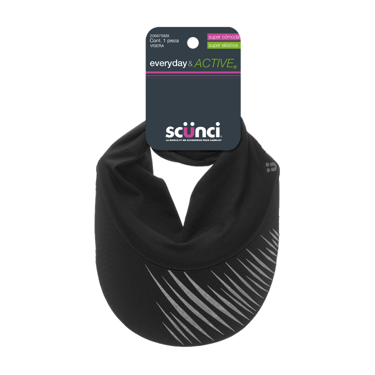 Scunci - Visera deportiva con banda elástica colo negra