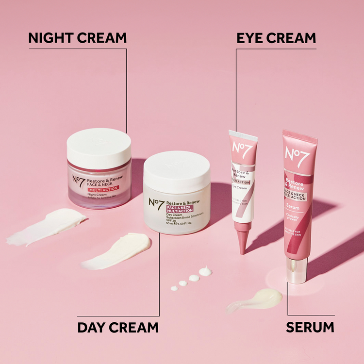 Restore & Renew Multi Action - Crema de noche, para cara y cuello, hidrata la piel