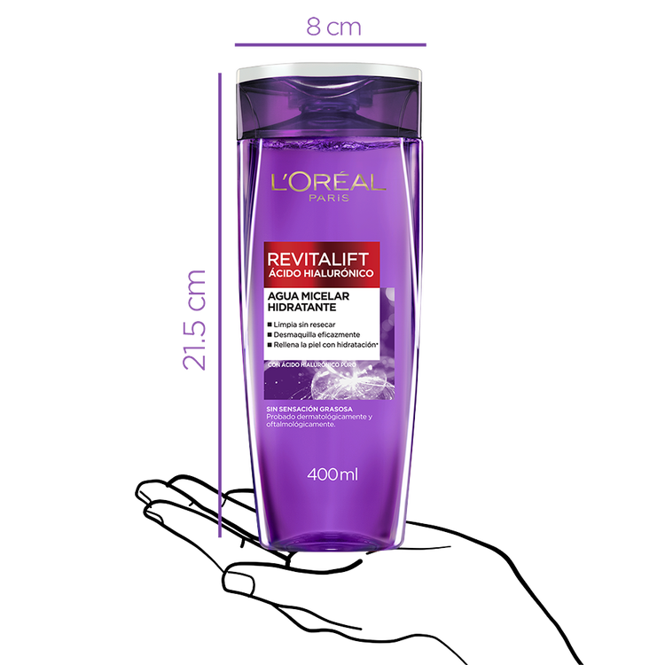 L'Oreal Paris Revitalift Acido Hialuronico Agua Micelar Suero facial reduce líneas de expresión