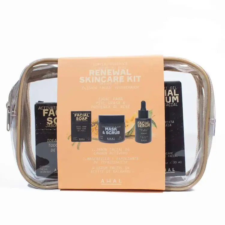 Regenerador - Set de regalo, mascarilla exfoliante + serum facial + jabón con carbón activado