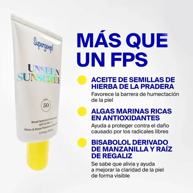 Unseen Sunscreen SPF 50 - Protector solar SPF 50, invisible, ligero y sin fragancia