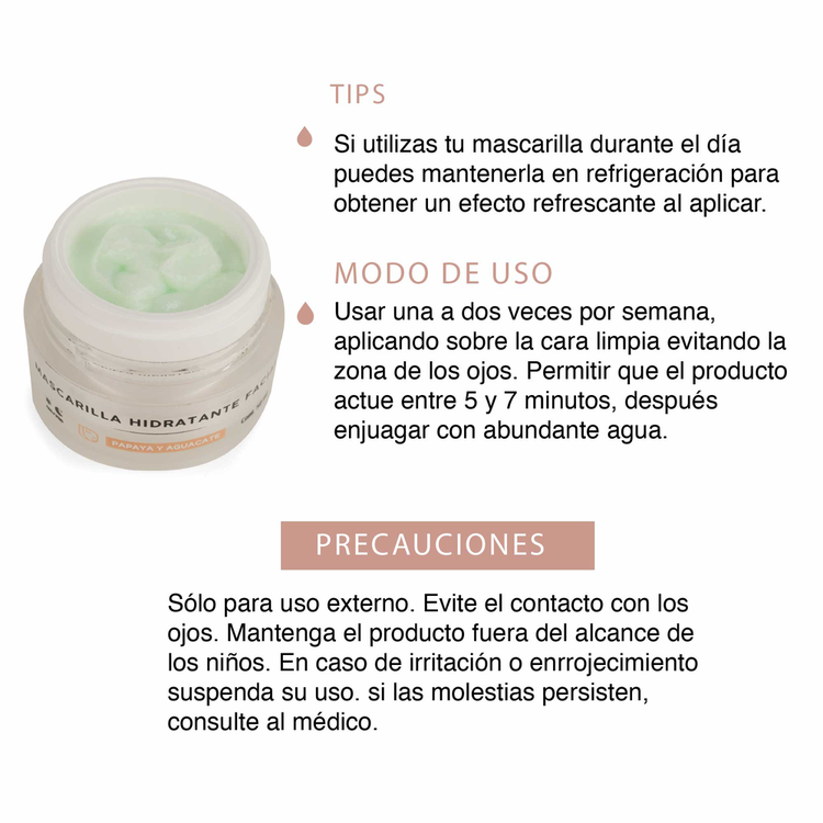 Mascarilla hidratante, para todo tipo de piel