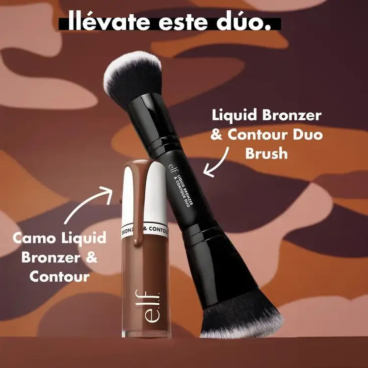 e.l.f. Liquid Bronzer & Contour Brush Brocha de doble extremo para bronceador líquido y contorno