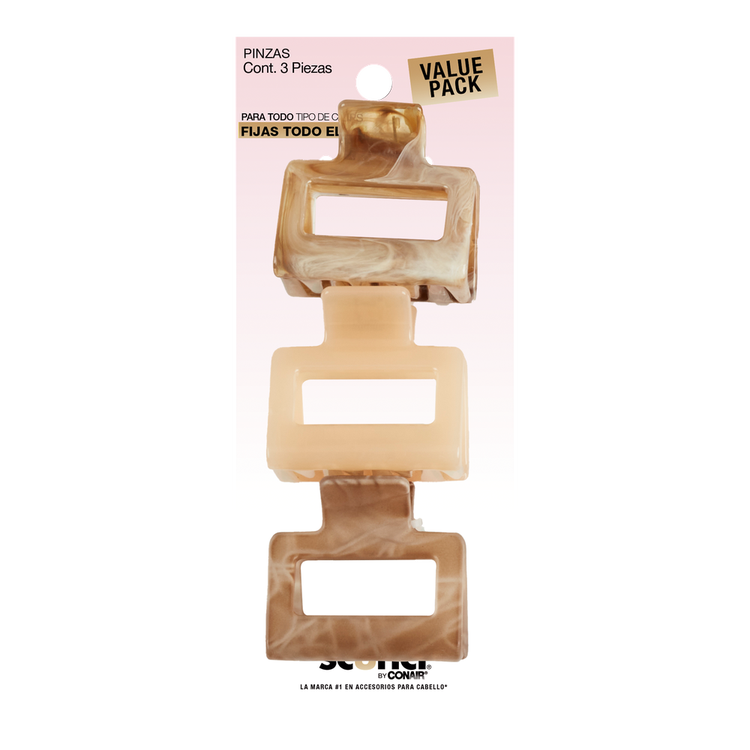 Scunci - Pinzas medianas en color café con acabado brillante