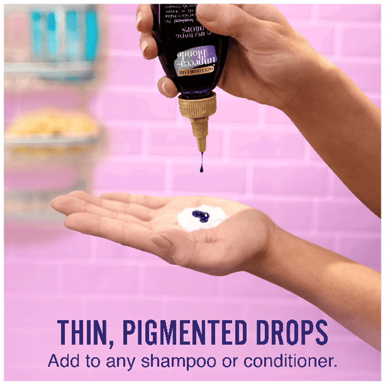 OGX Blonde Enhance Purple Fig - Gotas matificadoras, para el cabello plateado o rubio