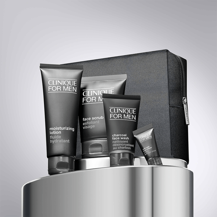 For Men - Set de regalo, exfoliante, hidratante, limpiador charcoal y crema de ojos