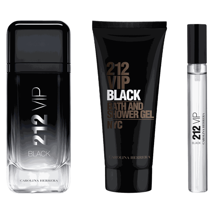 212 VIP Black - Set de regalo, eau de parfum 100 ml + gel de baño 100 ml + eau de parfum 10 ml