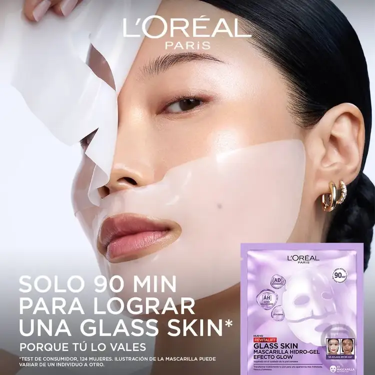 Revitalift Laser - Mascarilla facial glass skin, con acido hialurónico