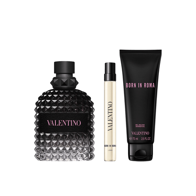 Born in Roma Uomo - Set de regalo, Eau de Toilette 100ml + Gel de ducha 75ml + Mini Spray 15 ml