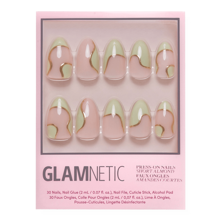 Olive You Press-On Nails Uñas postizas base semitransparente moderna.